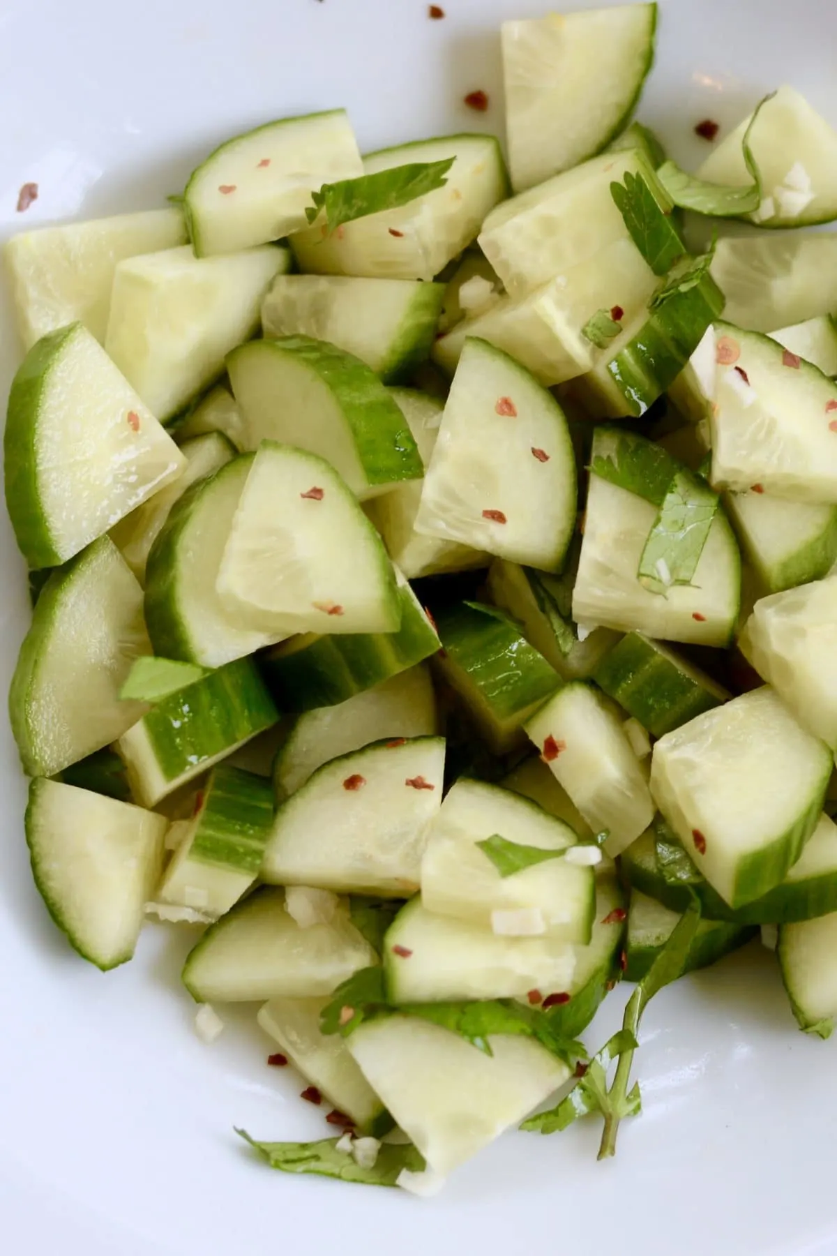 Spicy Cucumber Salad, ready to serve