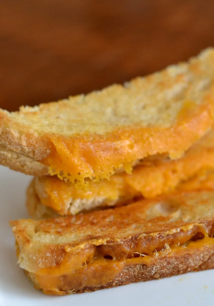 Crispy cheesy edges on the oven baked grilled cheese