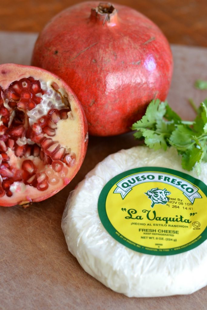 La Vaquita queso freso and a sliced pomegranate