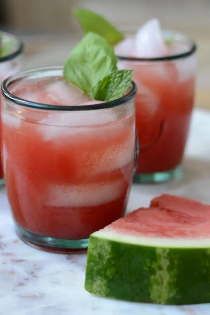 Watermelon Cocktail with Rum Basil and Mint Good in the Simple