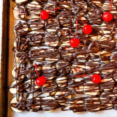 Tray of frozen banana bites