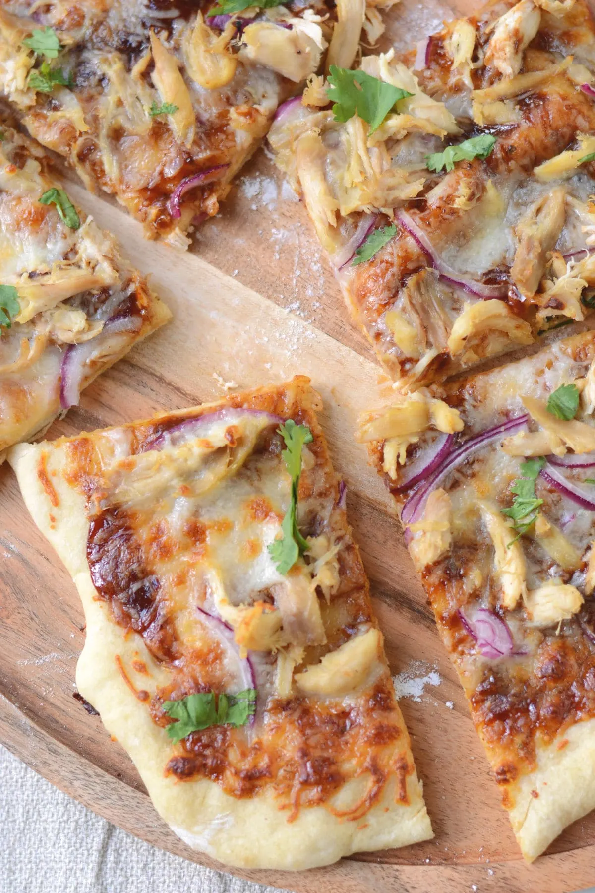 BBQ Chicken Flatbread made with store-bought pizza crust