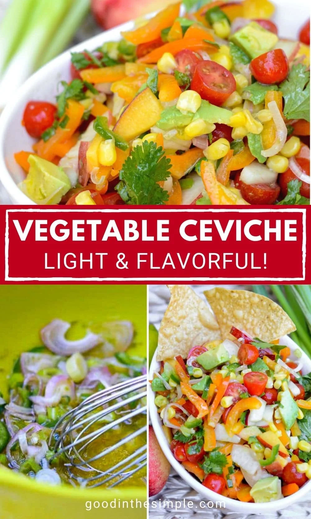 Pinterest image with text: Vegetable Ceviche (Light and flavorful!)