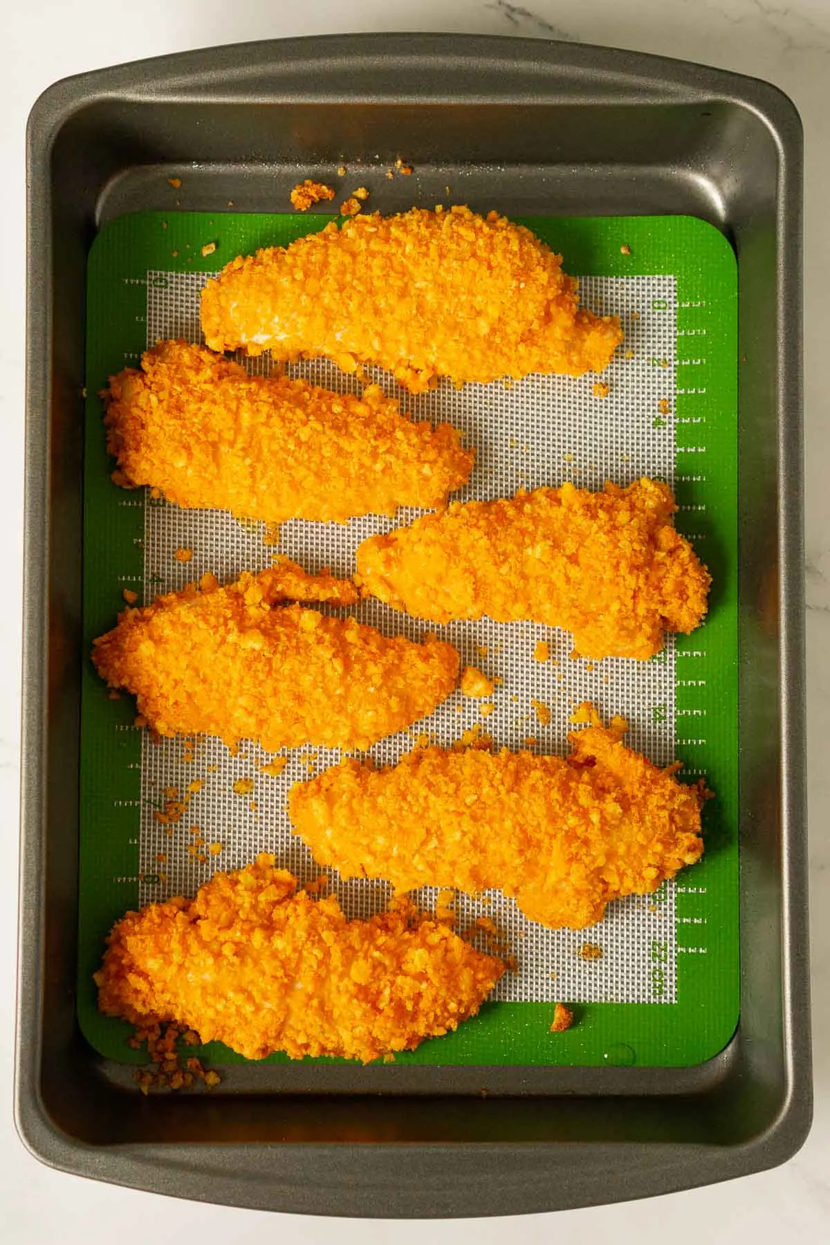 Baked cheetos coated chicken tenders