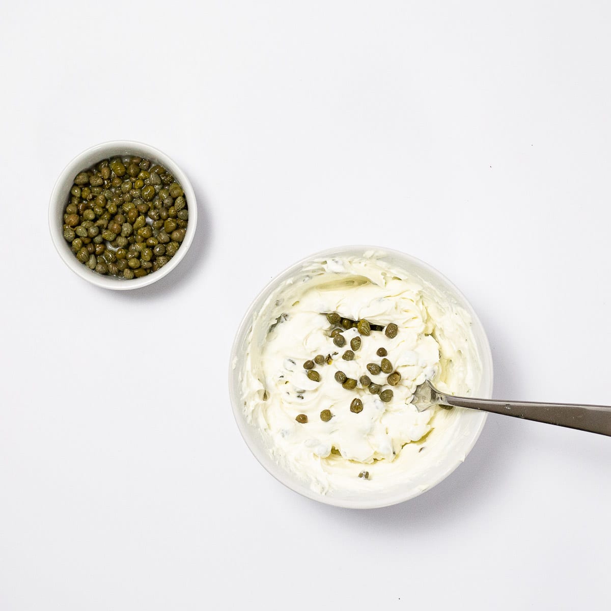 Cream cheese mixed with capers