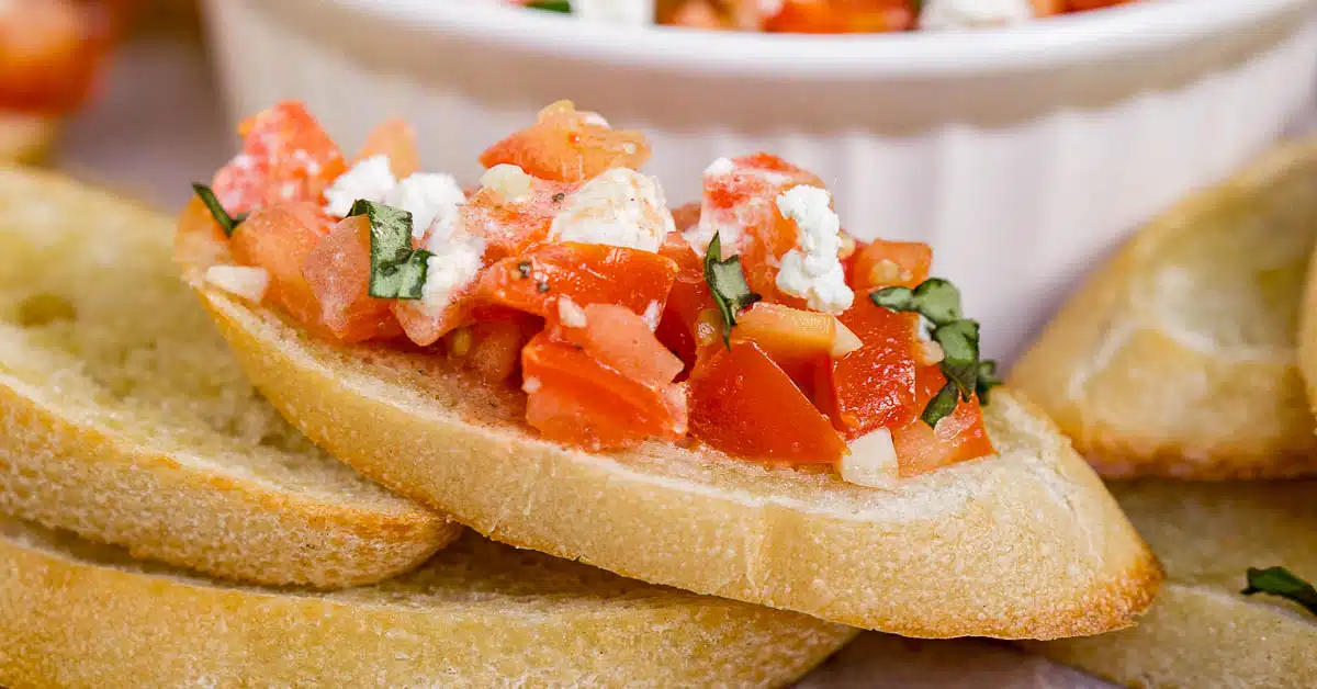 Crostini with goat cheese bruschetta