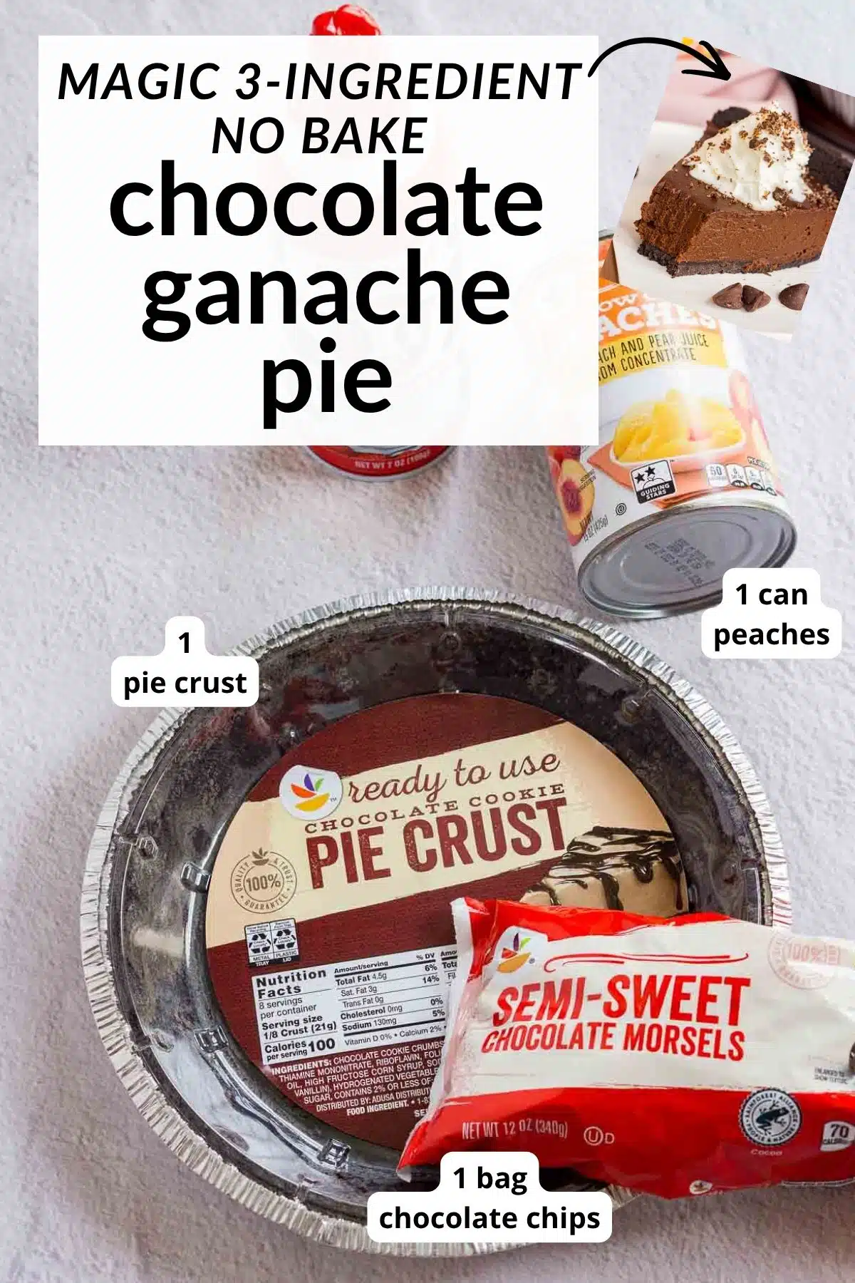 Ingredients to make a no bake chocolate pie