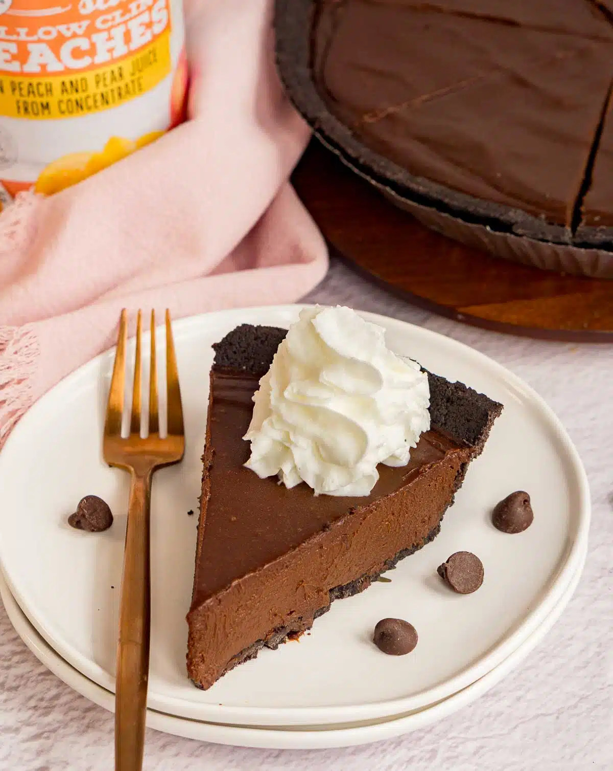 Chocolate pie on a plate