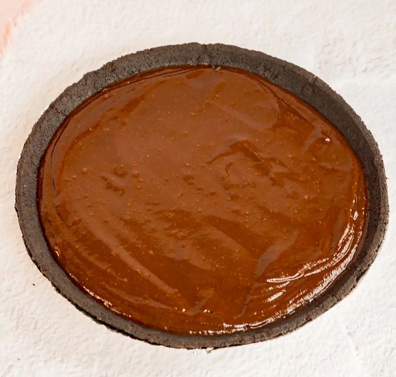 Chocolate pie crust filled with a 2 ingredient chocolate pie filling